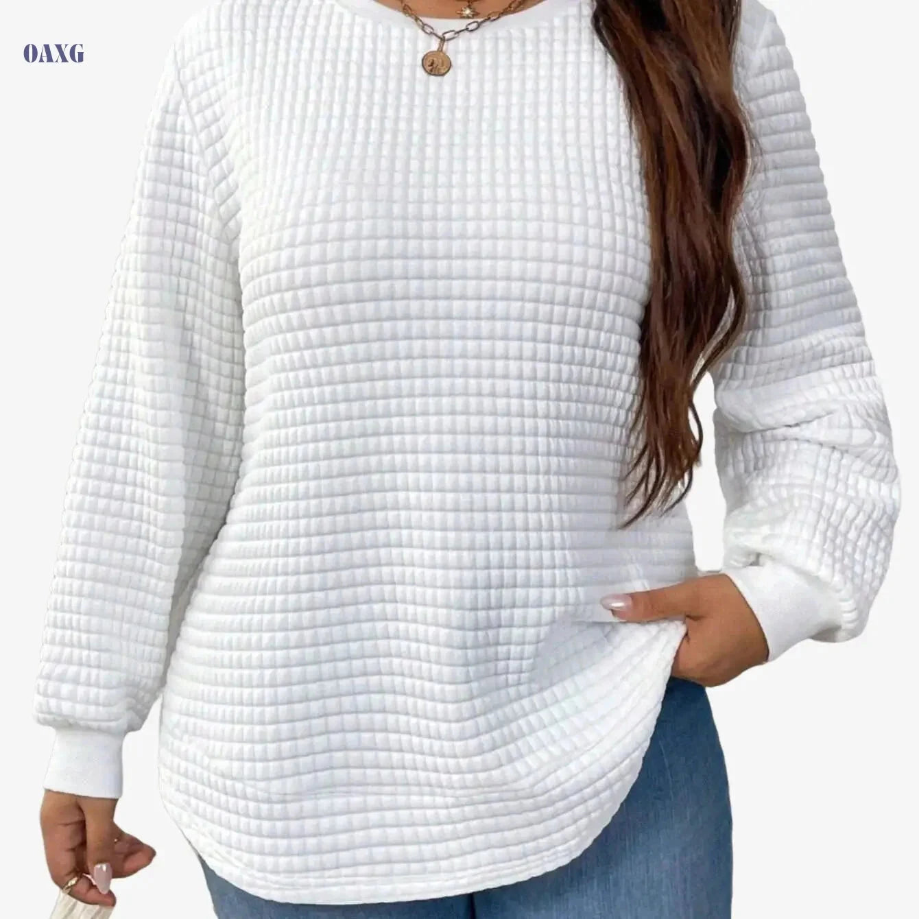 Autumn Winter Solid Color Sweatshirt - Casual Crew Neck Pullover   OAXG 