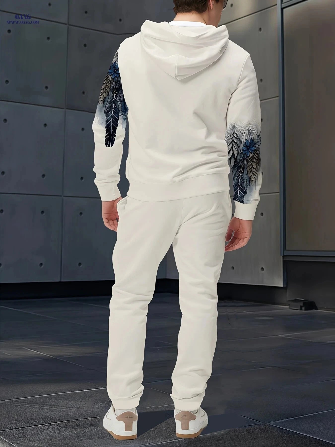 Autumn Wolf Pattern Hoodie and Sweatpants Set - Casual Unisex Style   OAXG WCB1960 / FR S