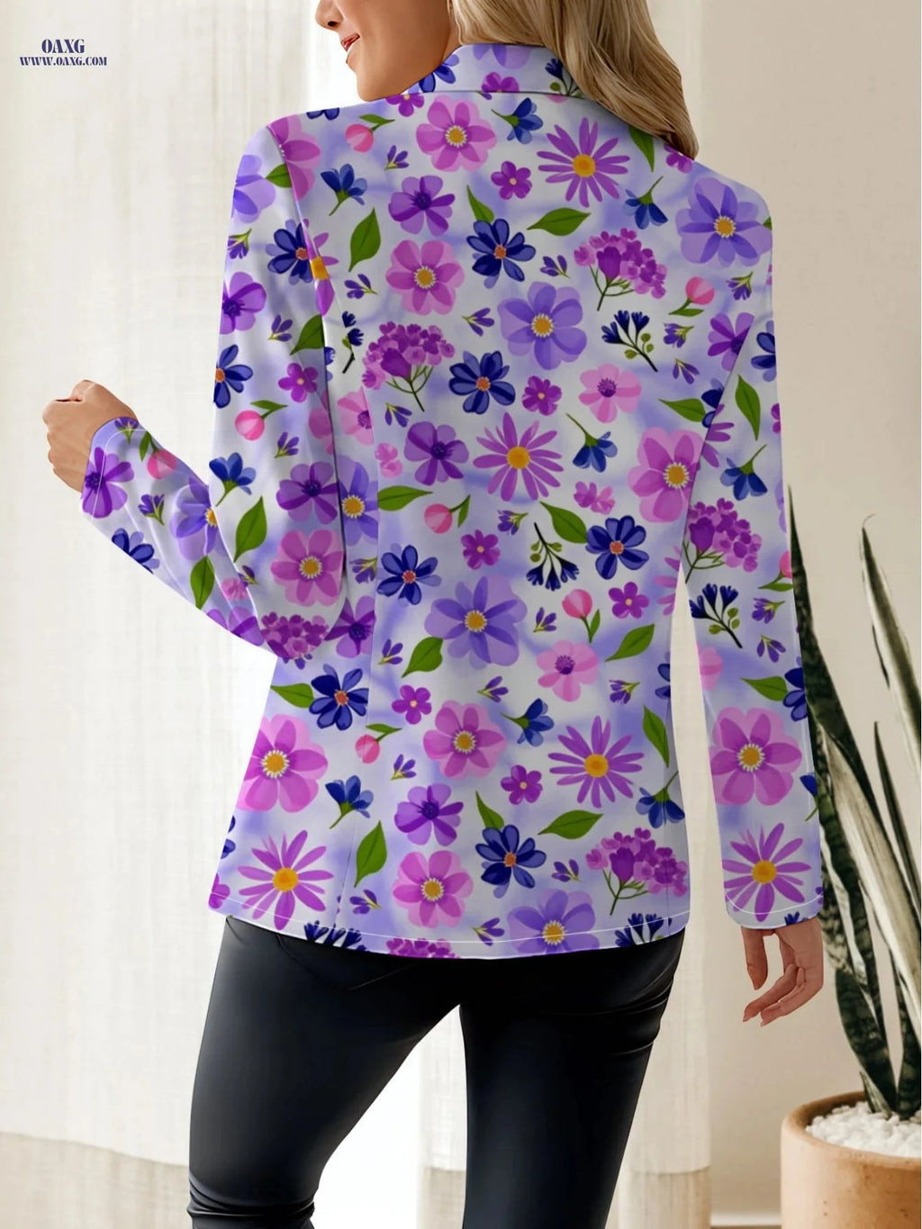 Autumn Women's Floral Geometric Top - Elegant Outdoor Fashion Jacket   OAXG 