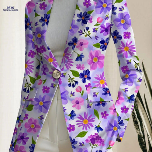 Autumn Women's Floral Geometric Top - Elegant Outdoor Fashion Jacket   OAXG 