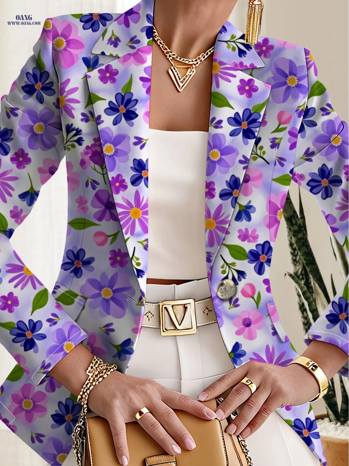Autumn Women's Floral Geometric Top - Elegant Outdoor Fashion Jacket   OAXG Mixed colors / S