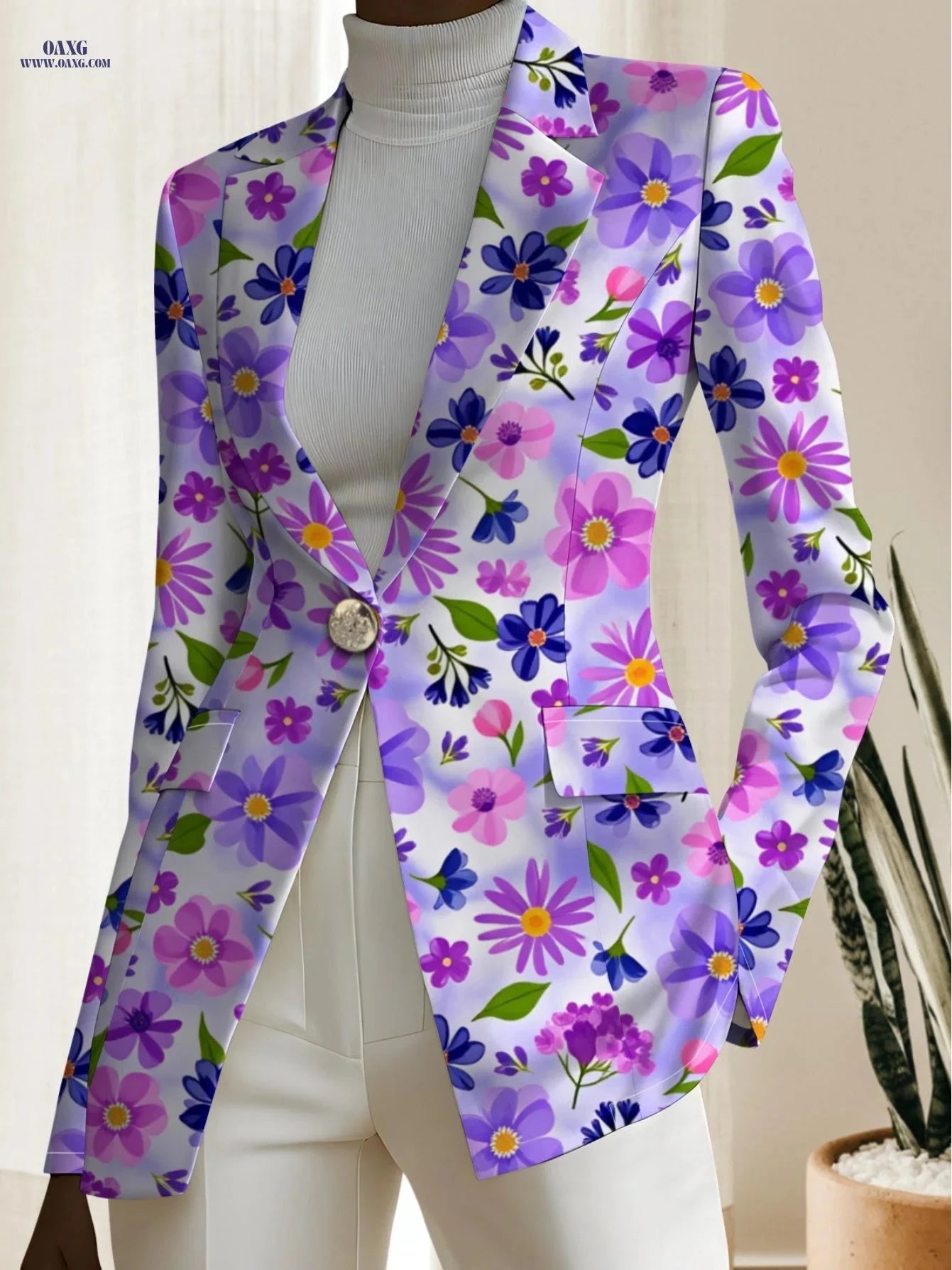 Autumn Women's Floral Geometric Top - Elegant Outdoor Fashion Jacket   OAXG Mixed colors / S