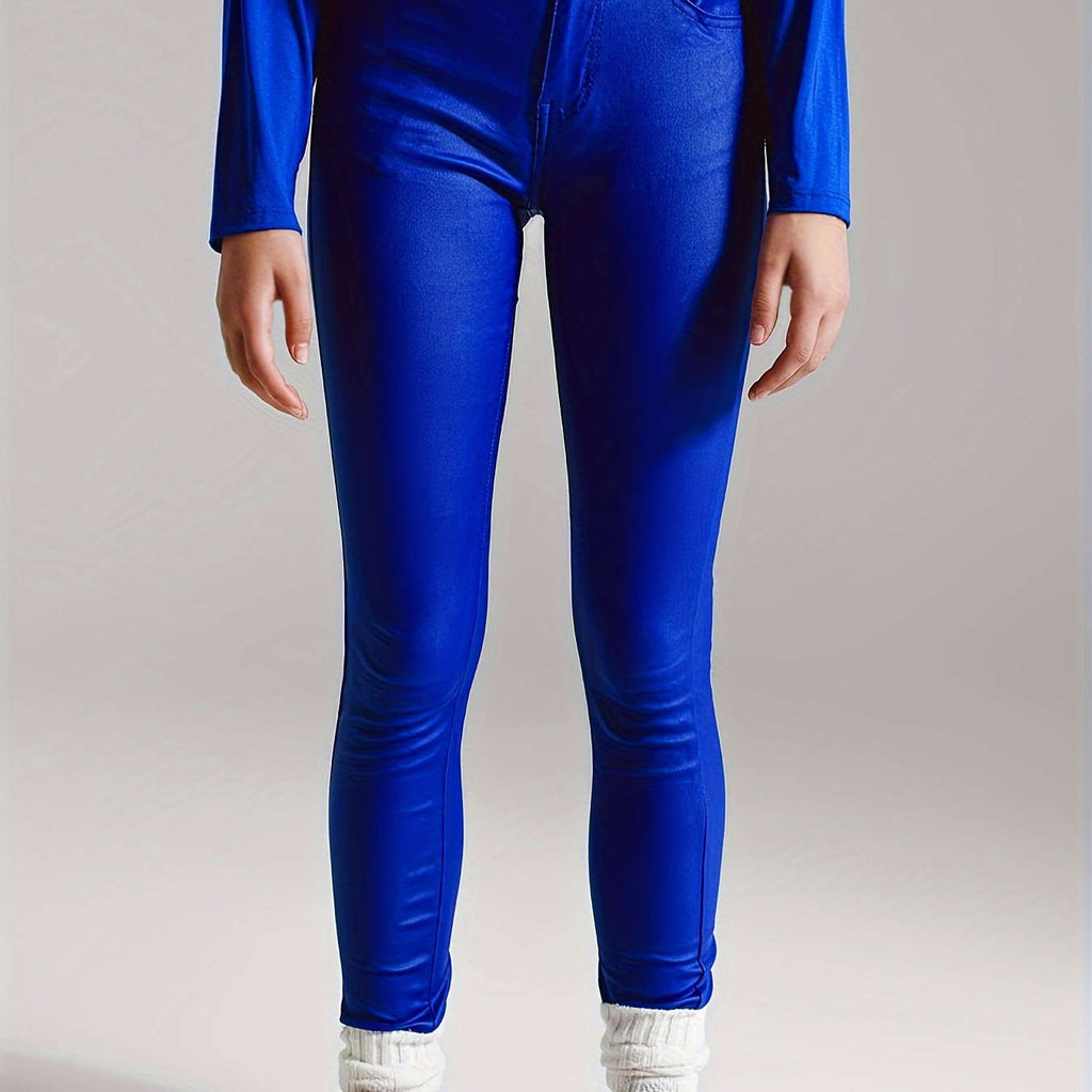 BALYEA Women's Coated Skinny Pants - Elegant Solid Color Denim   OAXG 