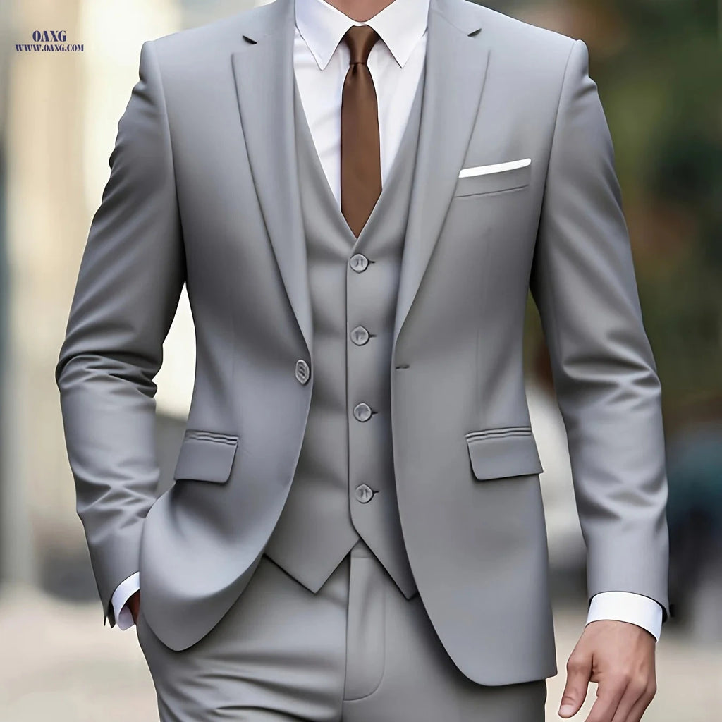 Beauty in Cloth Men's 3-Piece Suit - Jacket, Pants & Vest Set   OAXG Grey / FR XXS