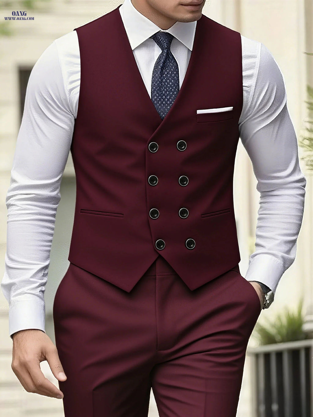 Beauty In Cloth Men's Fitted Tank Top - Stylish Button Details   OAXG Burgundy / FR XXS