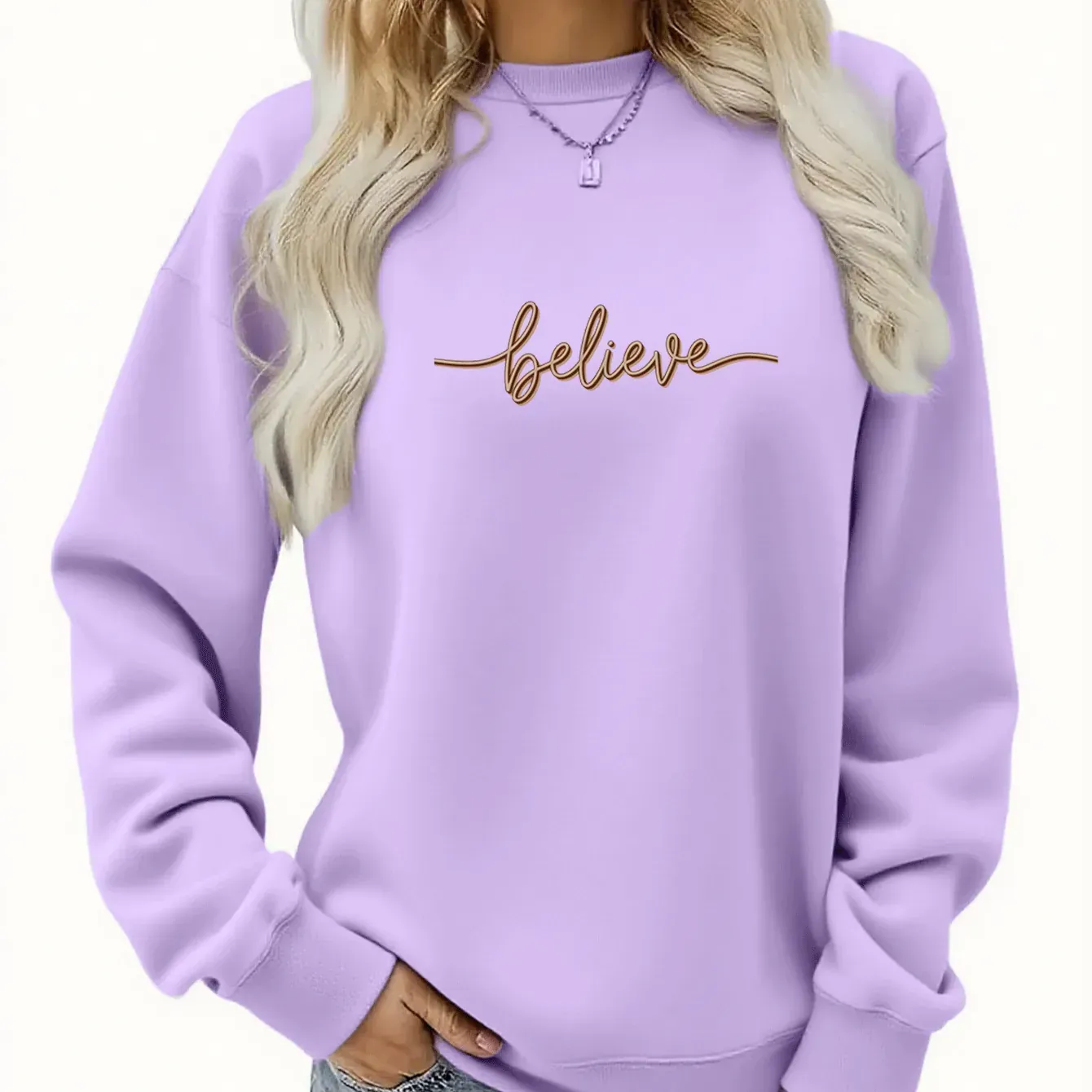 "Believe" 3D Handwritten Sweatshirt - Women's Casual Fall Style   OAXG Black / S