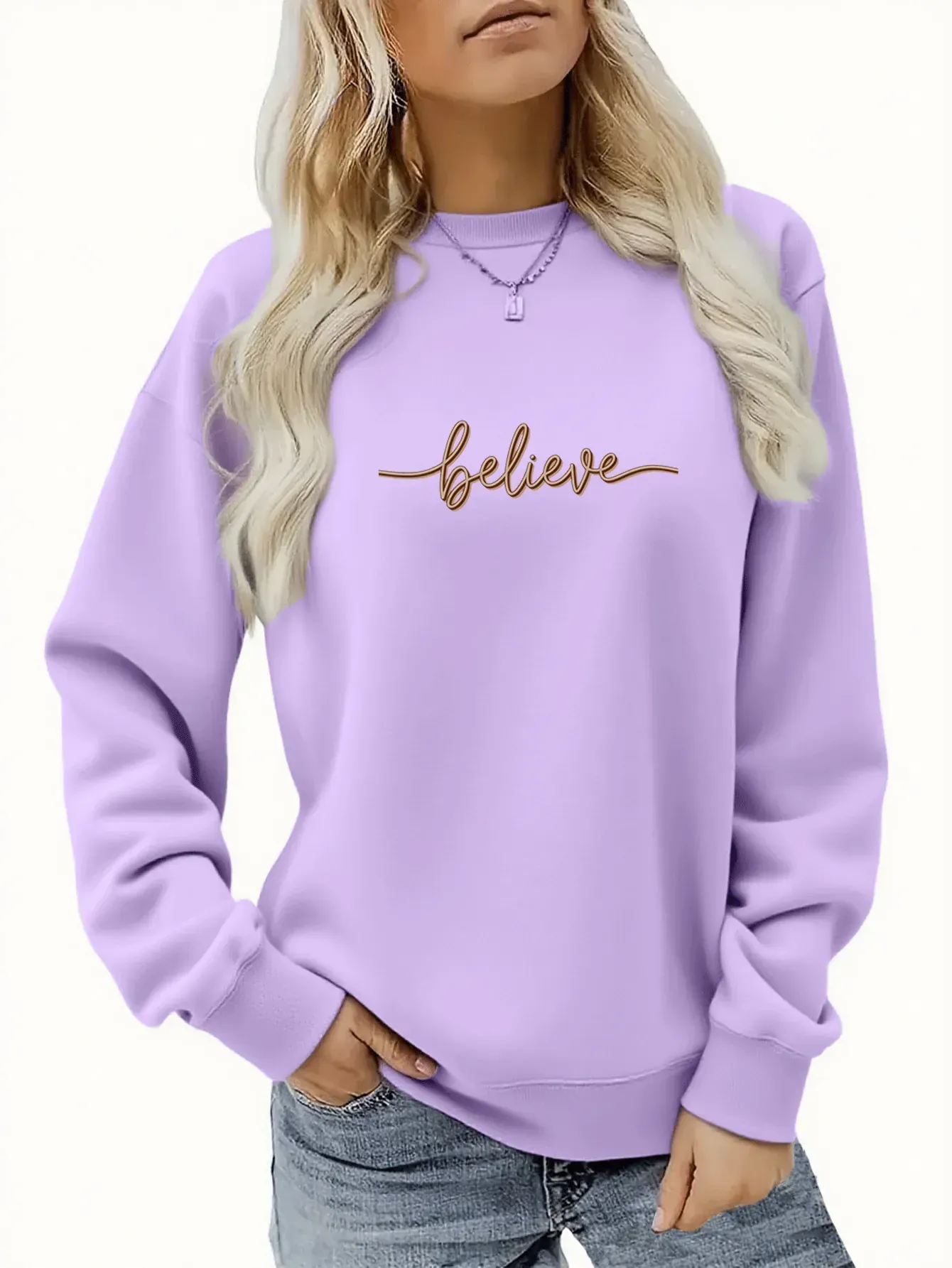 "Believe" 3D Handwritten Sweatshirt - Women's Casual Fall Style   OAXG Black / S