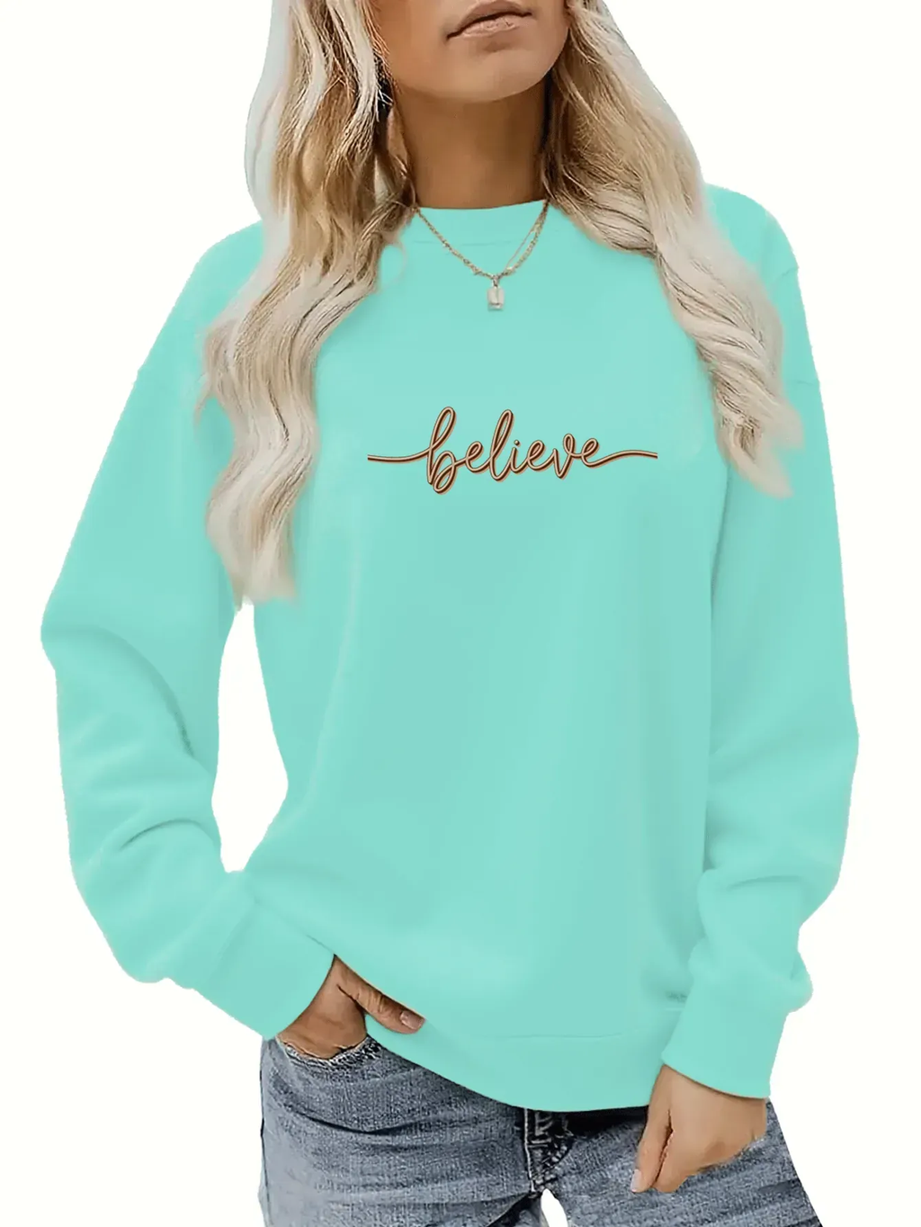 "Believe" 3D Handwritten Sweatshirt - Women's Casual Fall Style   OAXG Black / S