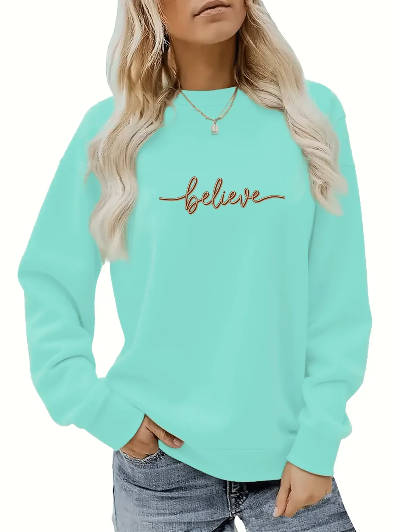 "Believe" 3D Handwritten Sweatshirt - Women's Casual Fall Style   OAXG Black / S