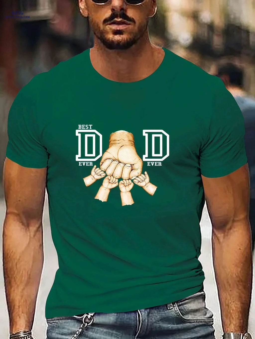 Best Dad Ever Graphic T-Shirt - Casual White Tee for Father's Day   OAXG 