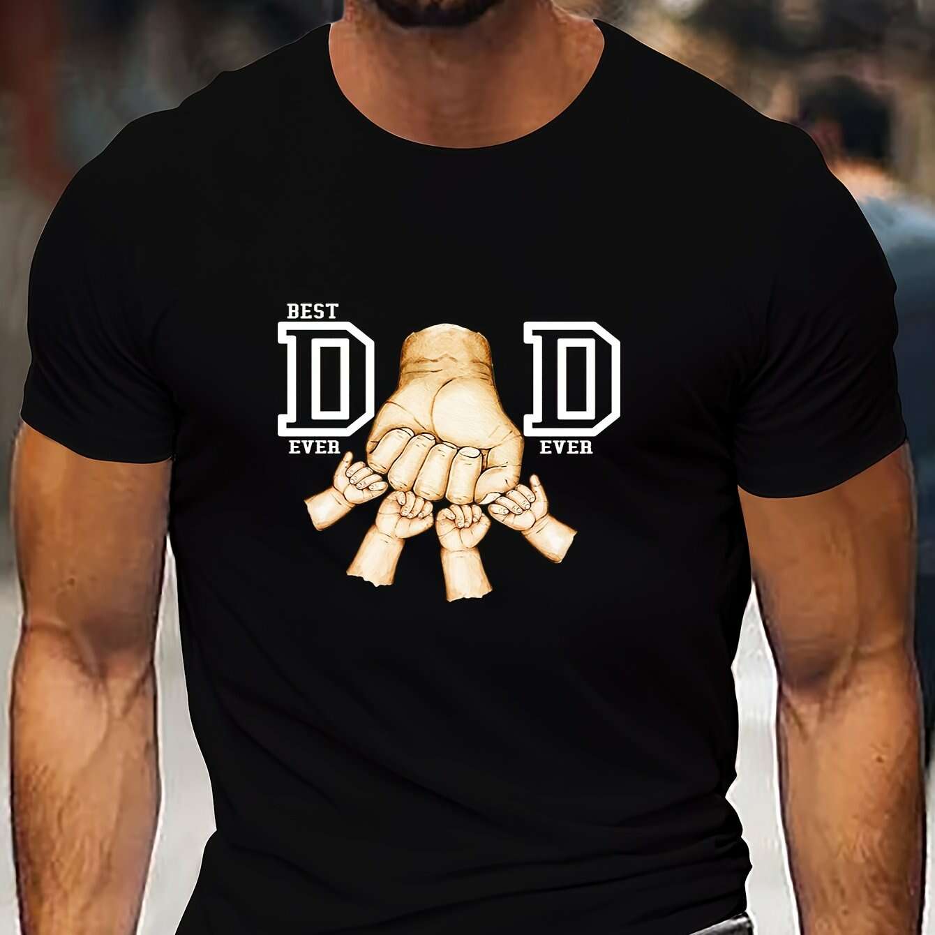 Best Dad Ever Graphic T-Shirt - Casual White Tee for Father's Day   OAXG 