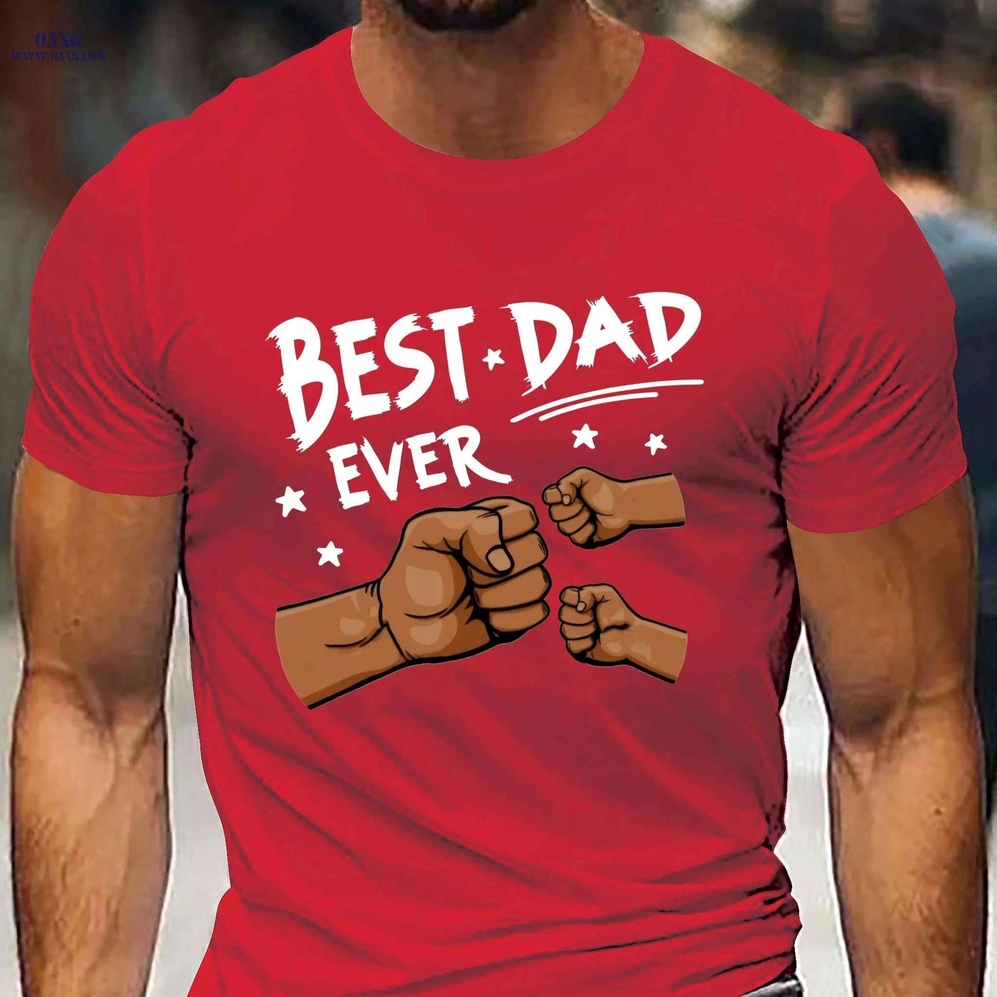 Best Dad Ever Graphic T-Shirt - Casual White Tee for Father's Day   OAXG 