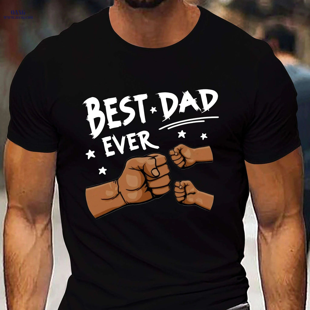 Best Dad Ever Graphic T-Shirt - Casual White Tee for Father's Day   OAXG 