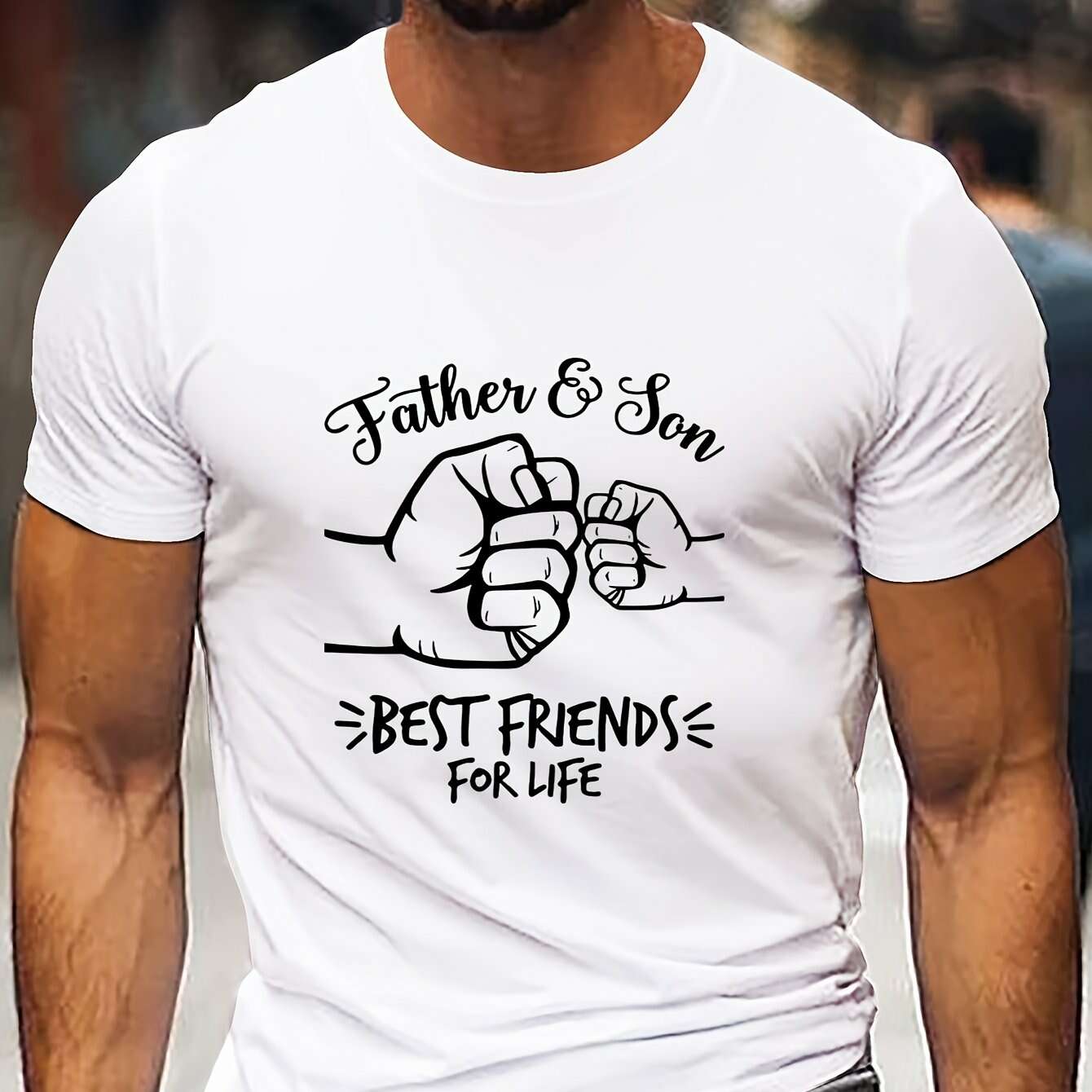 Best Dad Ever Graphic T-Shirt - Casual White Tee for Father's Day   OAXG Black / S