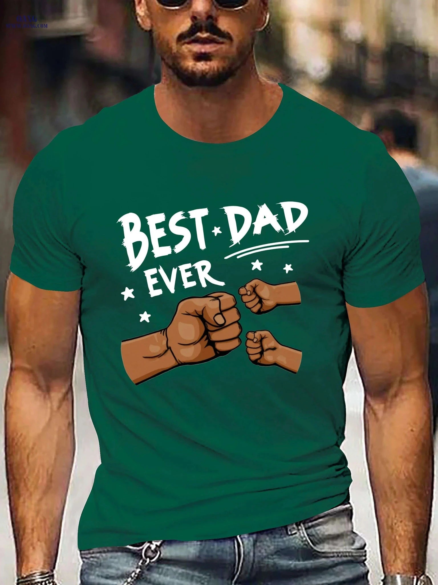 Best Dad Ever Graphic T-Shirt - Casual White Tee for Father's Day   OAXG 