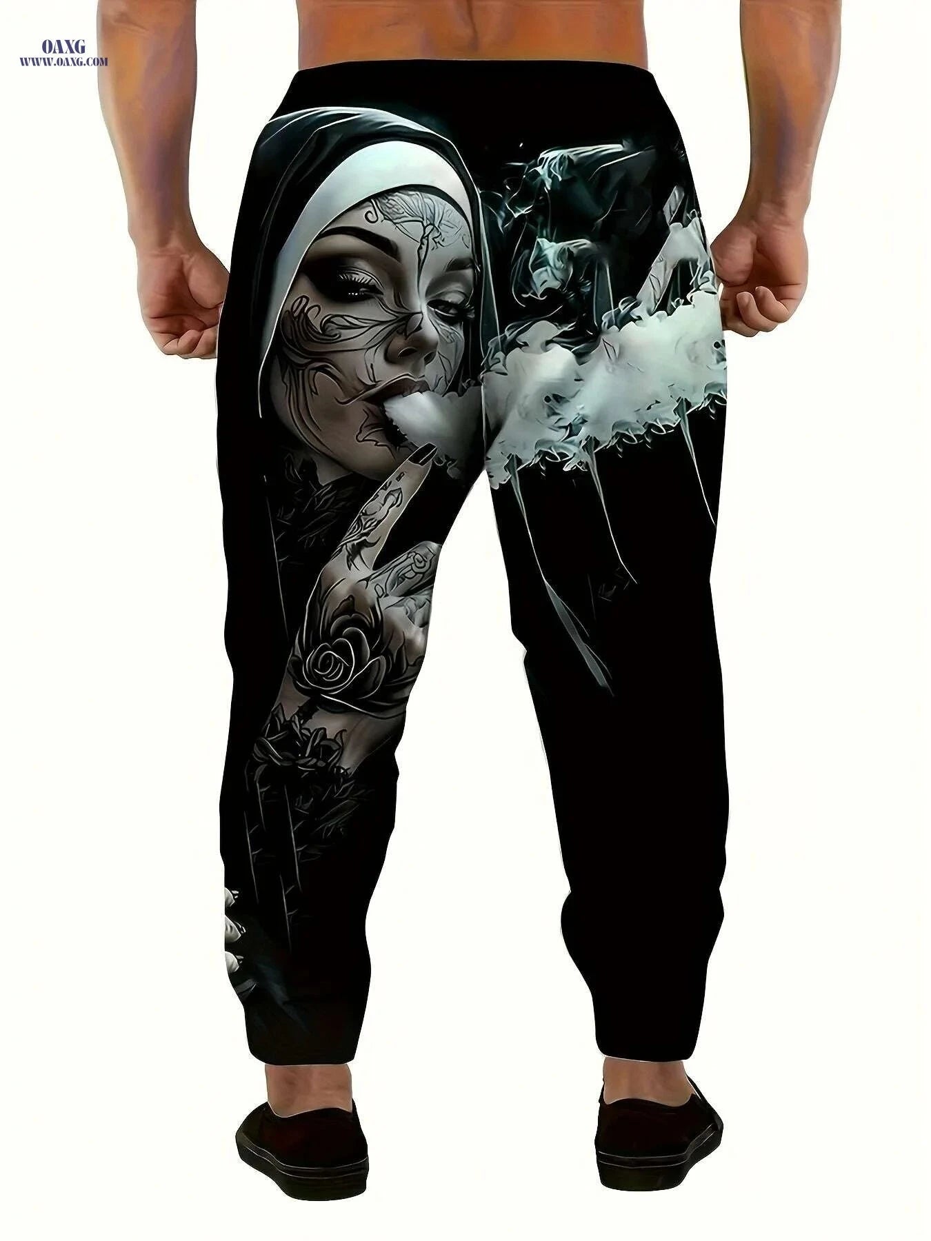 Black 3D Graphic Print Joggers - Casual Men's Sweatpants   OAXG Black / S