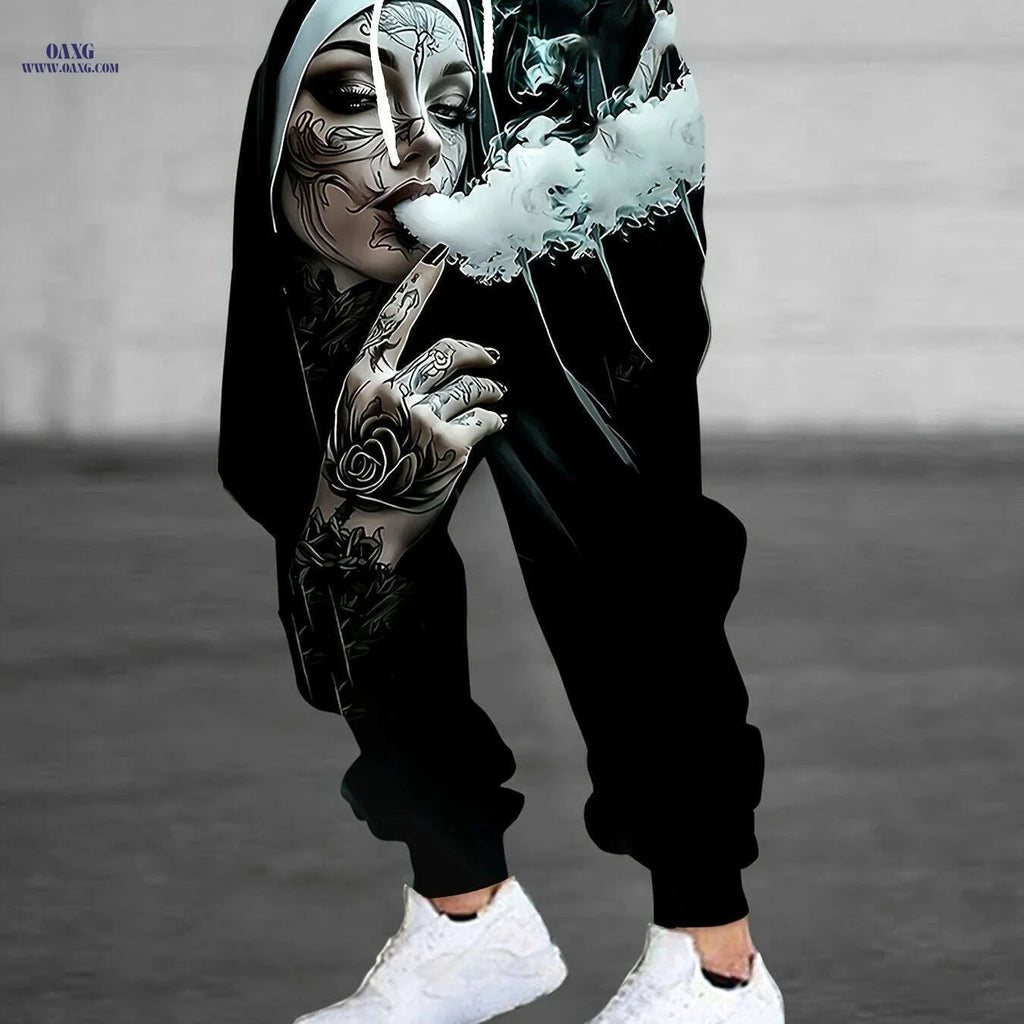 Black 3D Graphic Print Joggers - Casual Men's Sweatpants   OAXG Black / S