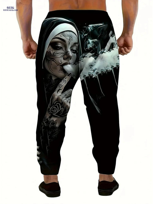 Black 3D Graphic Print Joggers - Men's Casual Sweatpants   OAXG Black / S