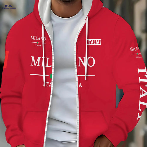 Black Lightweight Hoodie for Men - Comfortable Casual Fit, Green Stripe   OAXG Red / FR M