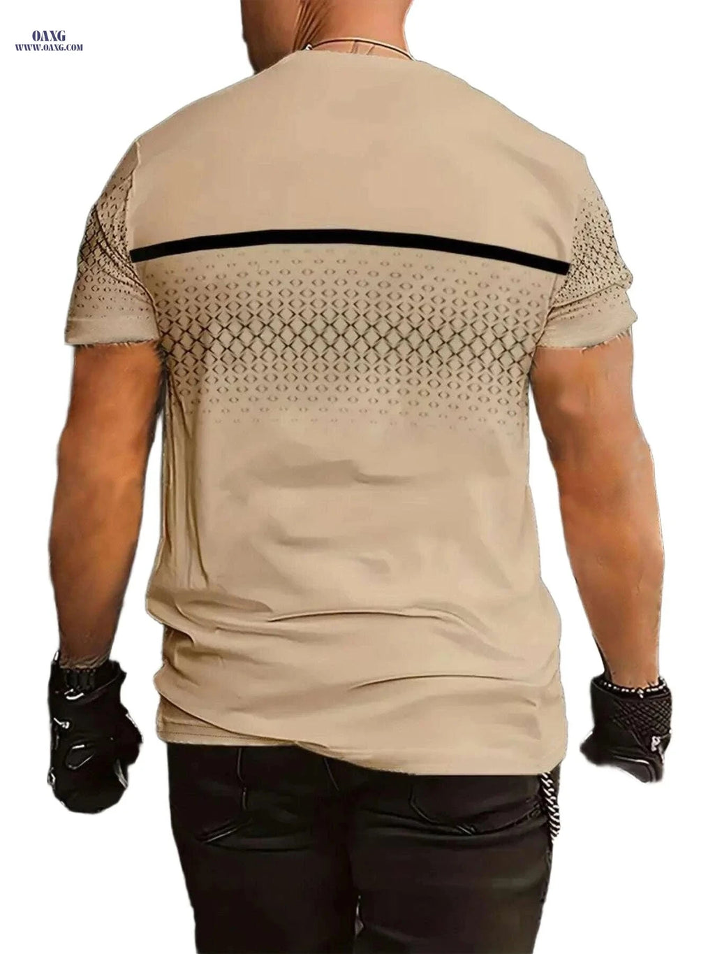 Black Men's Diamond Mosaic Print T-Shirt - Short Sleeve, Casual Style   OAXG Mixed Color / S