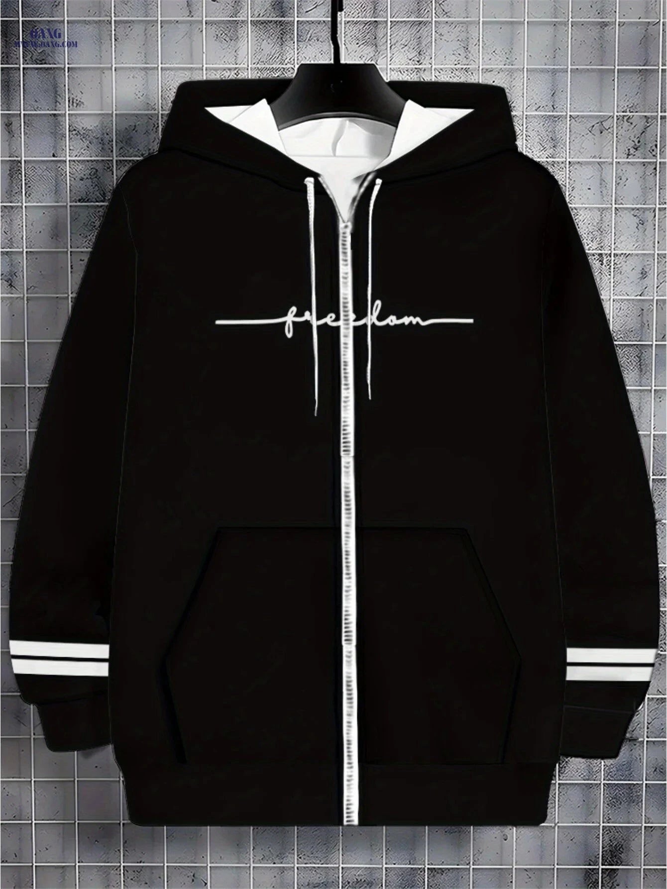 Black Polyester Hoodie - Lightweight Zip-Up for Casual Wear   OAXG 【Multicolor】 / FR M