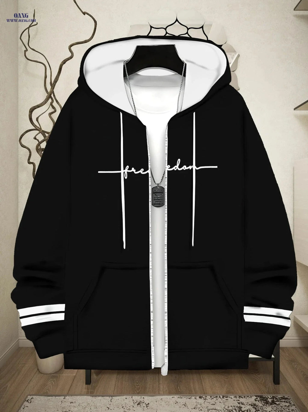 Black Polyester Hoodie - Lightweight Zip-Up for Casual Wear   OAXG 【Multicolor】 / FR M