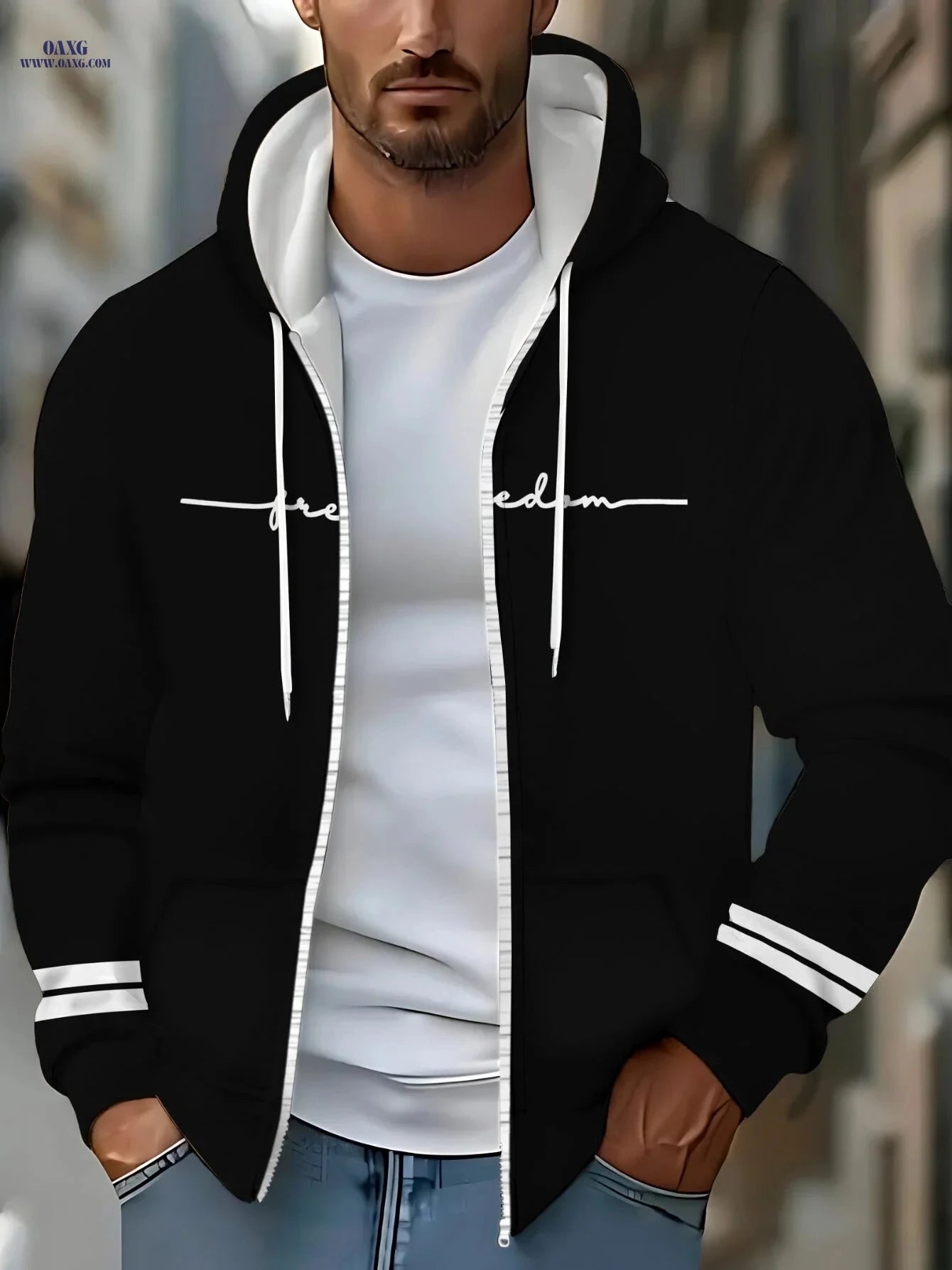 Black Polyester Hoodie - Lightweight Zip-Up for Casual Wear   OAXG 【Multicolor】 / FR M