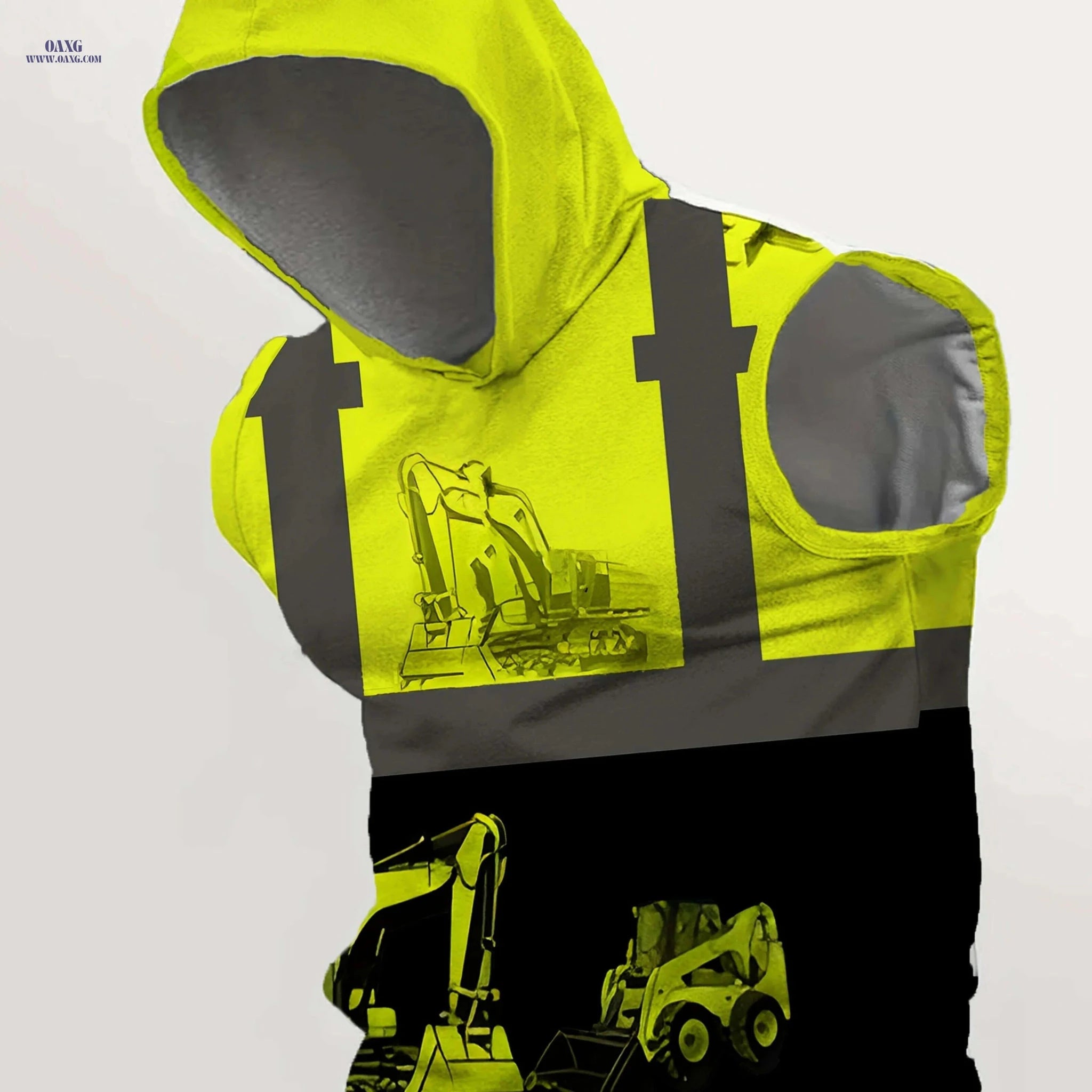 Black & Yellow 3D Print Men's Vest - Hooded, Casual Loose Fit   OAXG Black / M