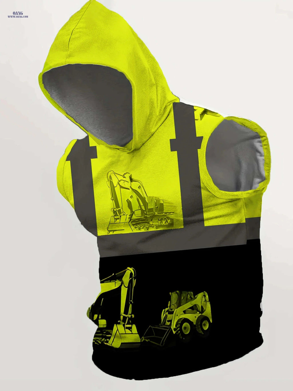 Black & Yellow 3D Print Men's Vest - Hooded, Casual Loose Fit   OAXG Black / M