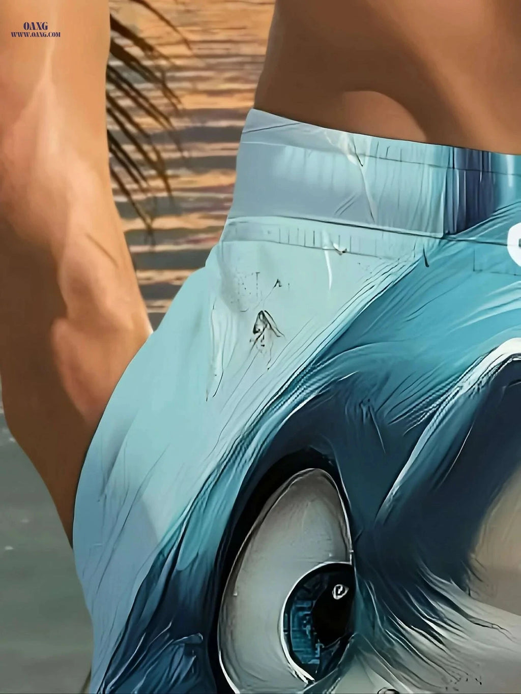 Blue Eyes Shark Face Board Shorts - Lightweight Swimwear for Men   OAXG 