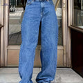 Blue Wide-Leg Denim Pants - Comfortable All-Season Casual Style   OAXG Blue / FR S