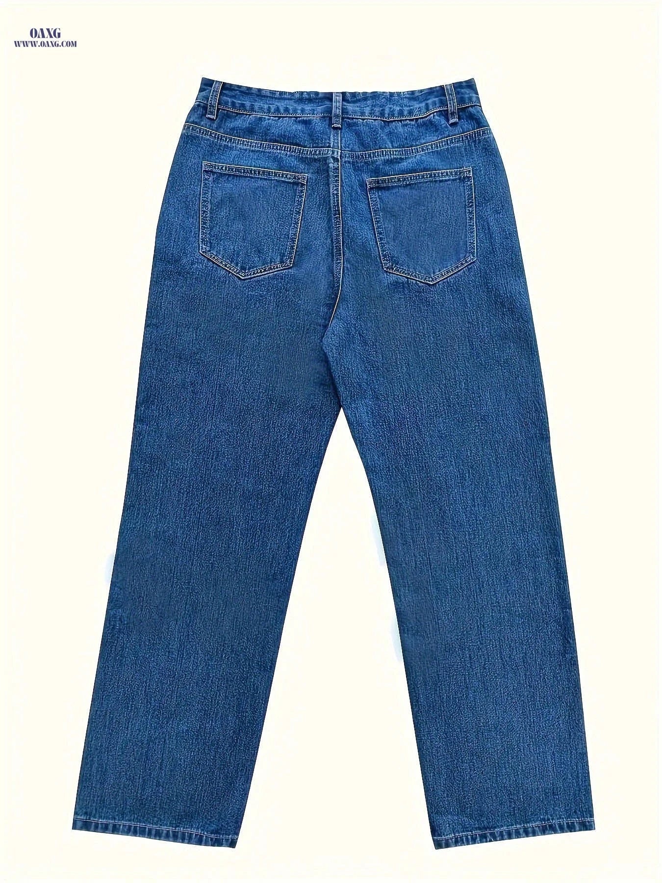 Blue Wide-Leg Denim Pants - Comfortable All-Season Casual Style   OAXG Blue / FR S