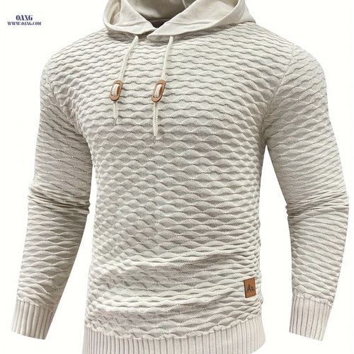BOAONG Men's Casual Hooded Sweater - Stylish Solid Color Design   OAXG 