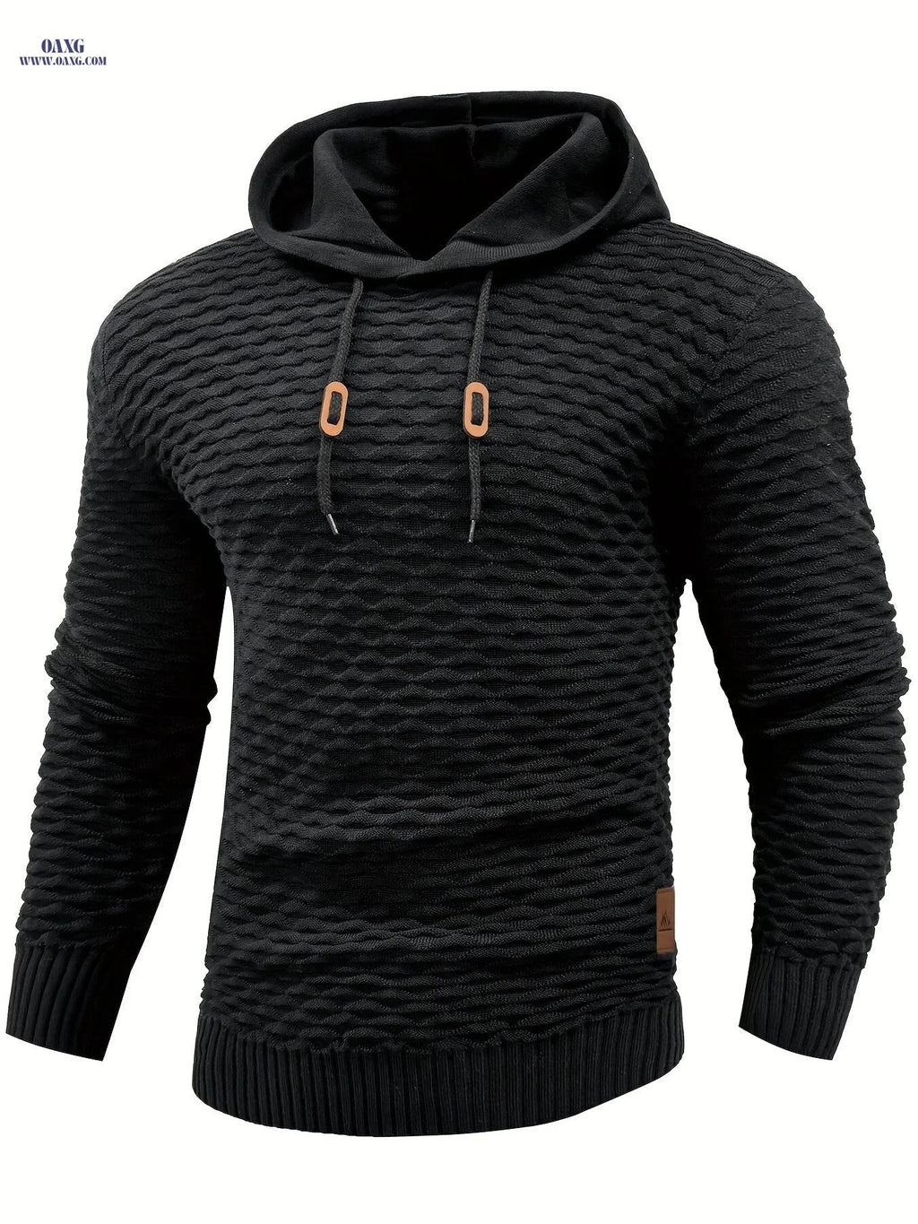 BOAONG Men's Casual Hooded Sweater - Stylish Solid Color Design   OAXG Black / FR S