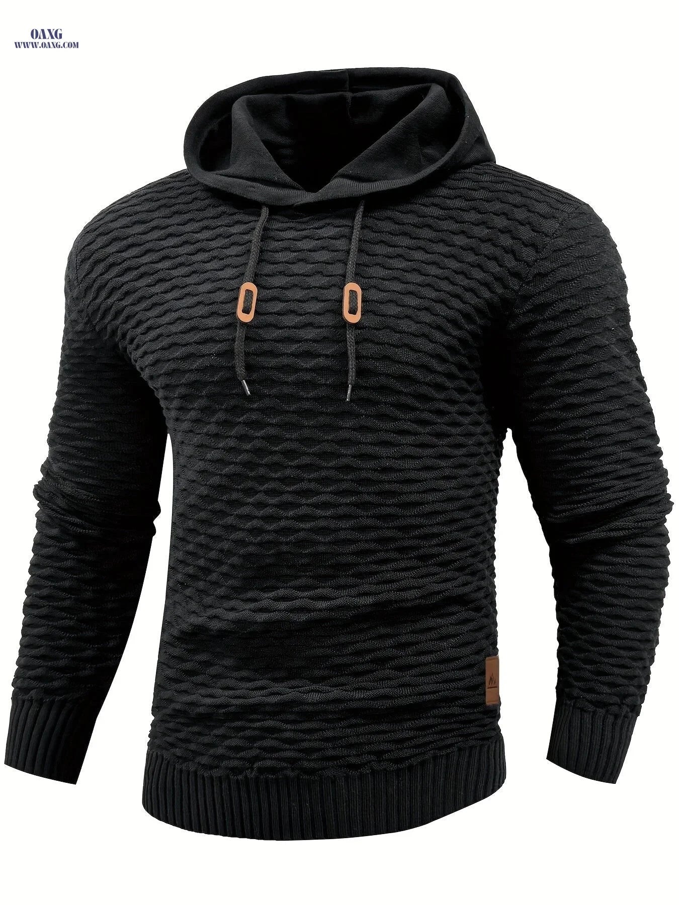 BOAONG Men's Casual Hooded Sweater - Stylish Solid Color Design   OAXG Black / FR S