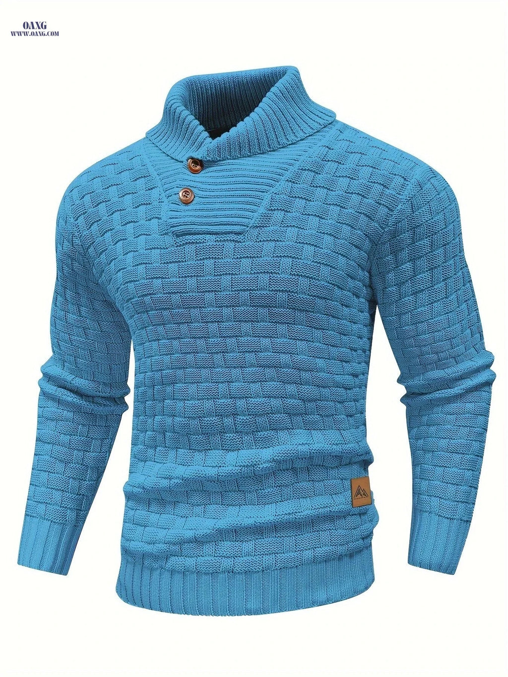 BOAONG Men's Casual Waffle Knit Button Sweater - Long Sleeve Style   OAXG 