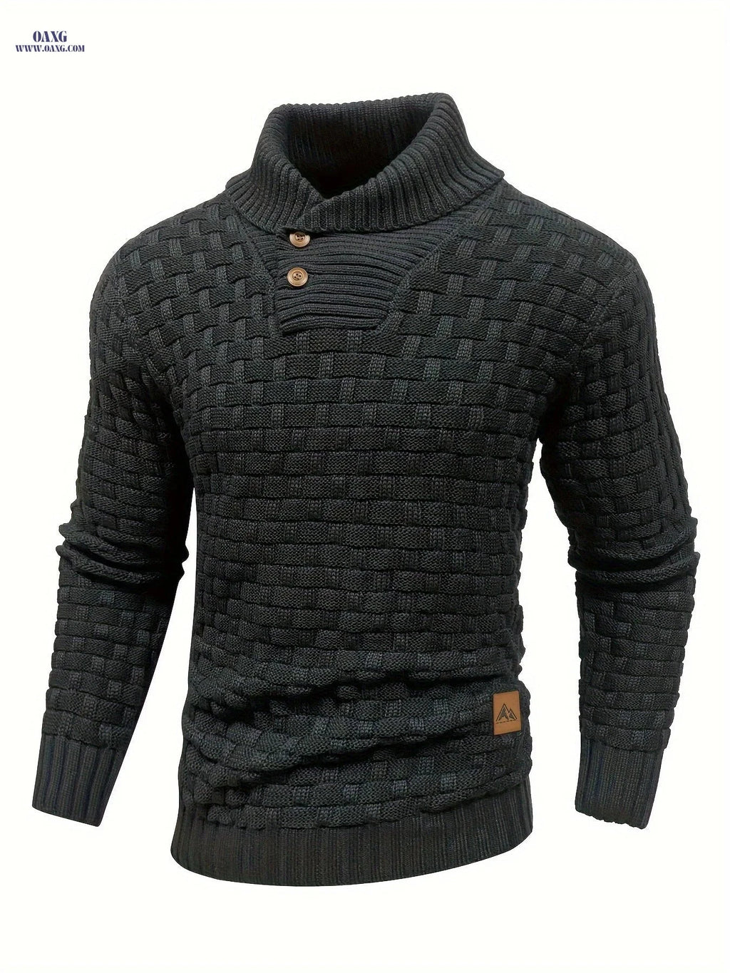 BOAONG Men's Casual Waffle Knit Button Sweater - Long Sleeve Style   OAXG 