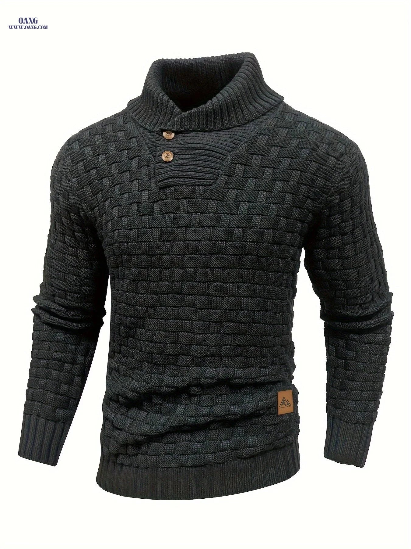 BOAONG Men's Casual Waffle Knit Button Sweater - Long Sleeve Style   OAXG 