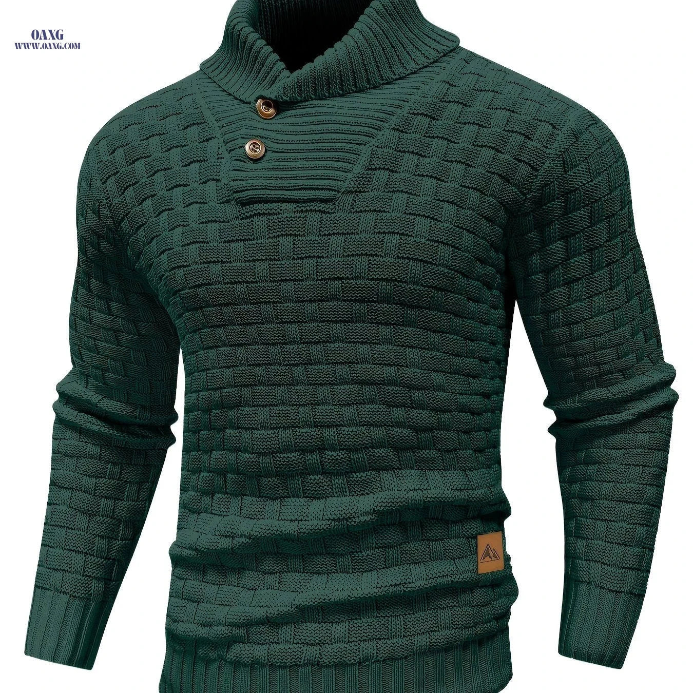 BOAONG Men's Casual Waffle Knit Button Sweater - Long Sleeve Style   OAXG 