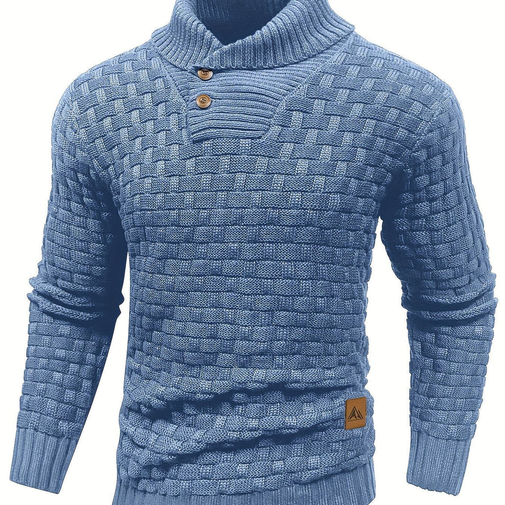 BOAONG Men's Casual Waffle Knit Button Sweater - Long Sleeve Style   OAXG 