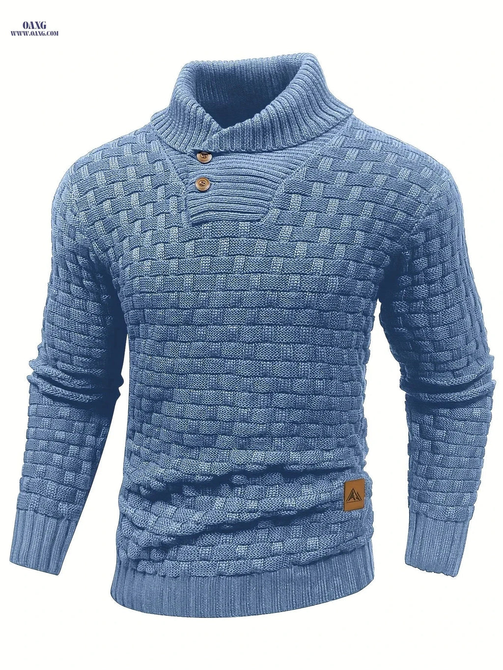 BOAONG Men's Casual Waffle Knit Button Sweater - Long Sleeve Style   OAXG 