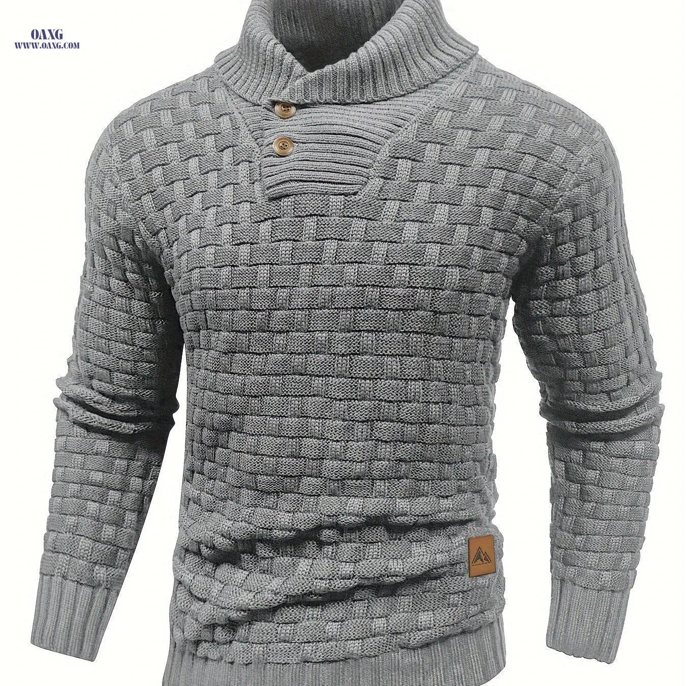 BOAONG Men's Casual Waffle Knit Button Sweater - Long Sleeve Style   OAXG 