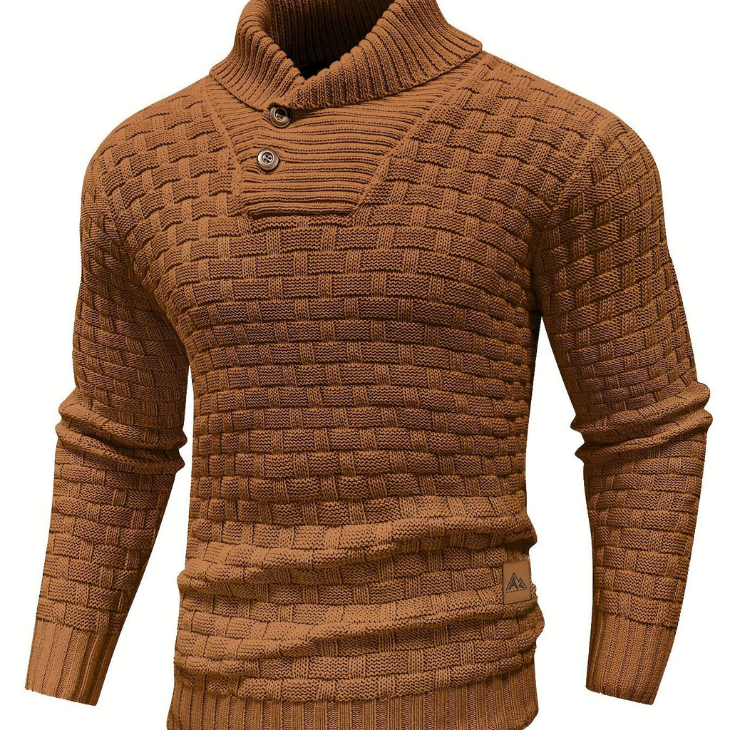 BOAONG Men's Casual Waffle Knit Button Sweater - Long Sleeve Style   OAXG 