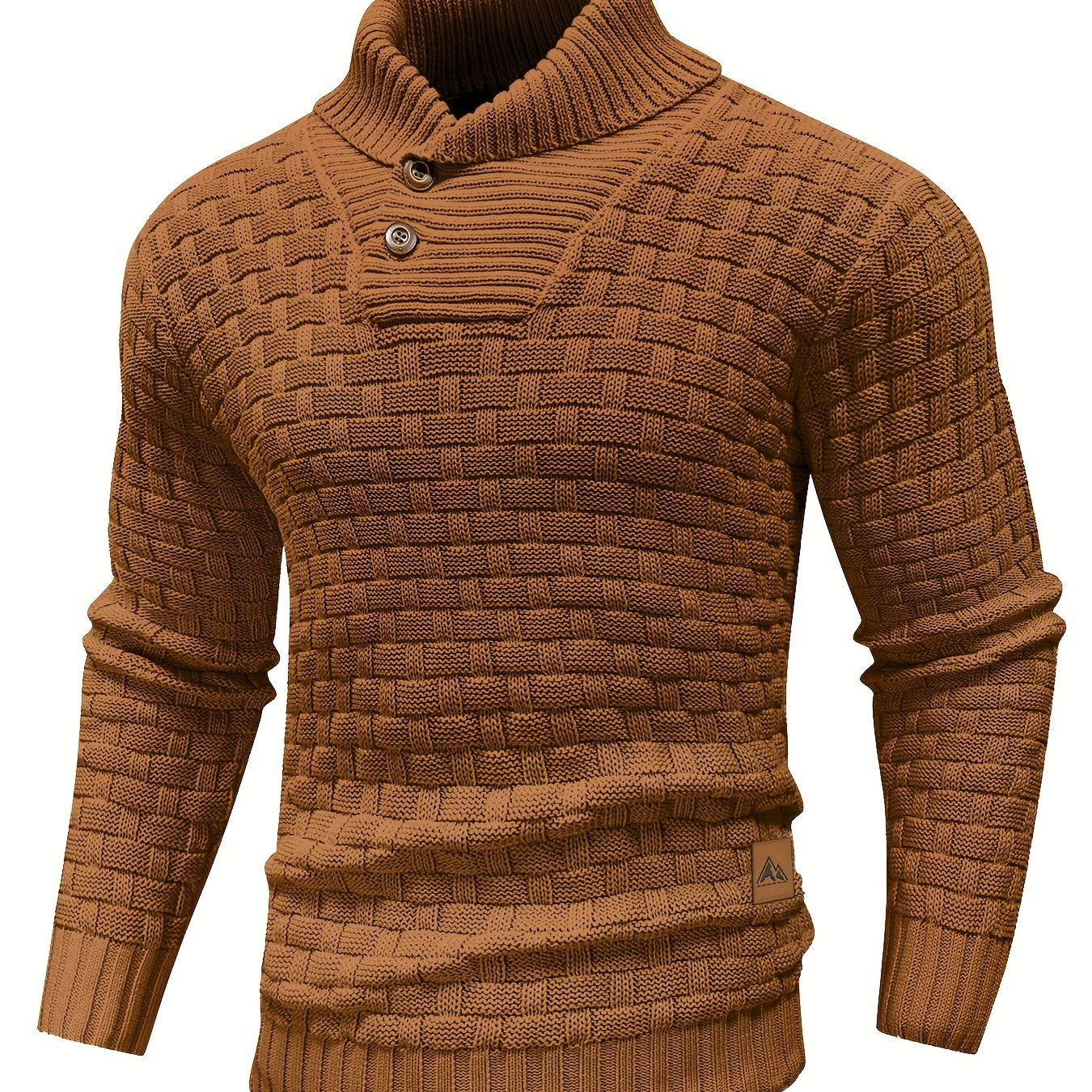 BOAONG Men's Casual Waffle Knit Button Sweater - Long Sleeve Style   OAXG 