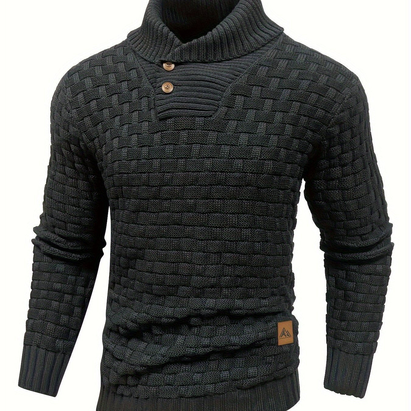 BOAONG Men's Casual Waffle Knit Button Sweater - Long Sleeve Style   OAXG 