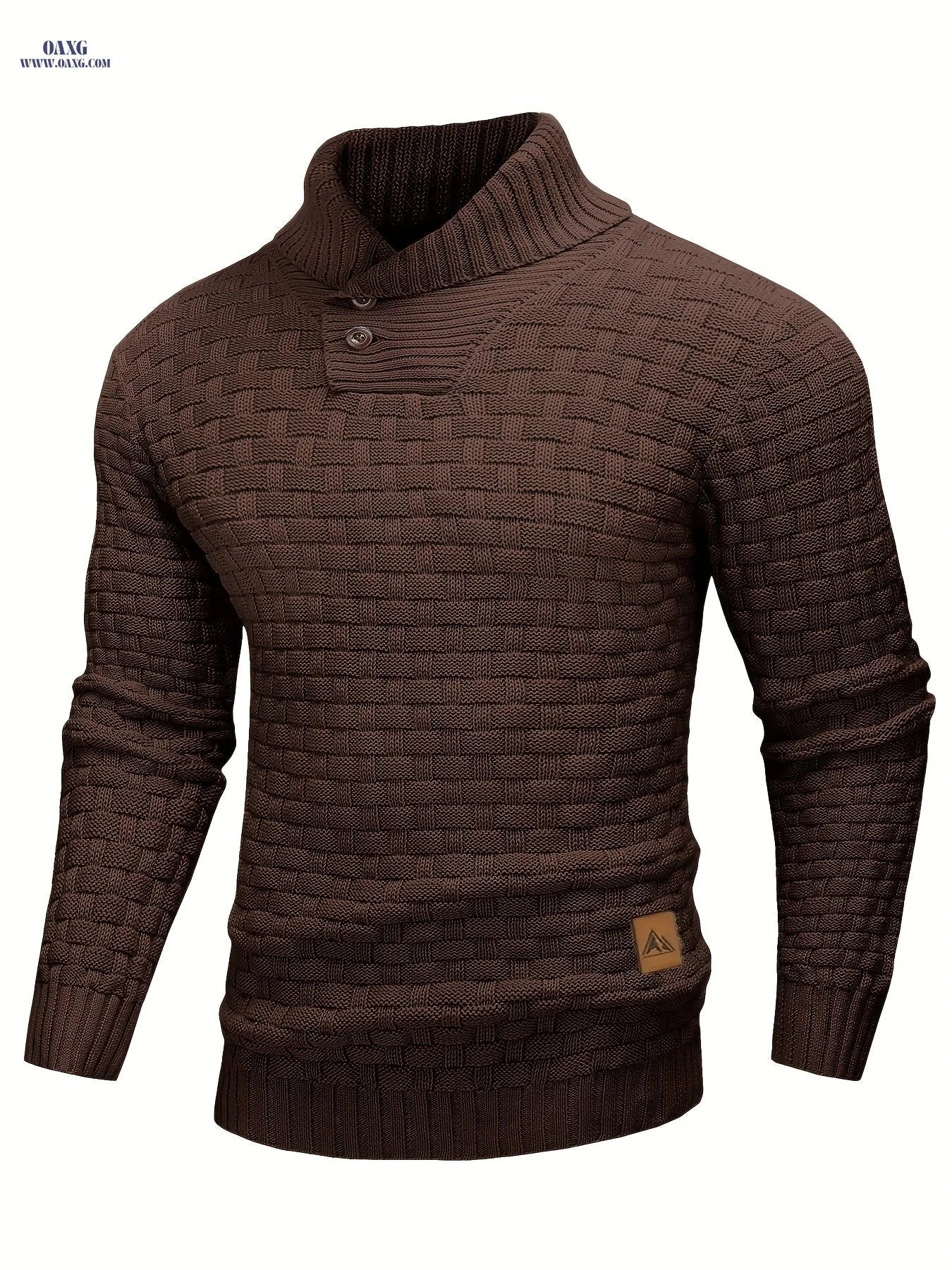 BOAONG Men's Casual Waffle Knit Button Sweater - Long Sleeve Style   OAXG Black / FR S