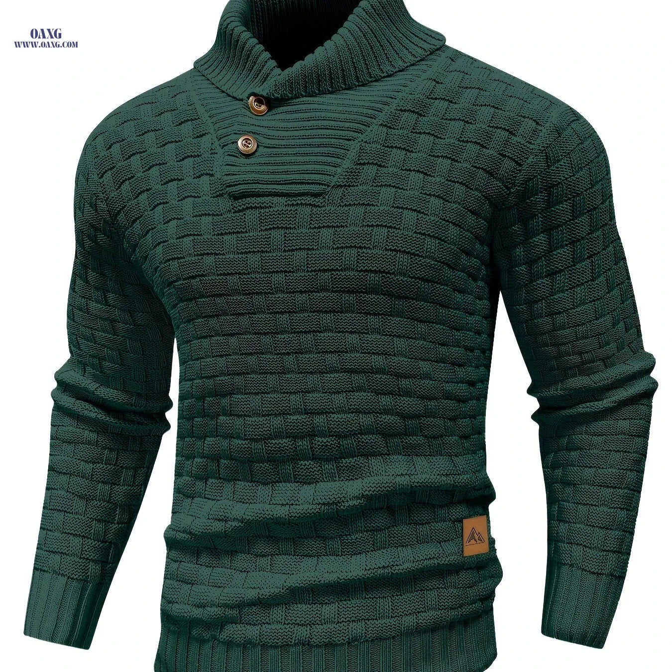 BOAONG Men's Casual Waffle Knit Button Sweater - Long Sleeve Style   OAXG 