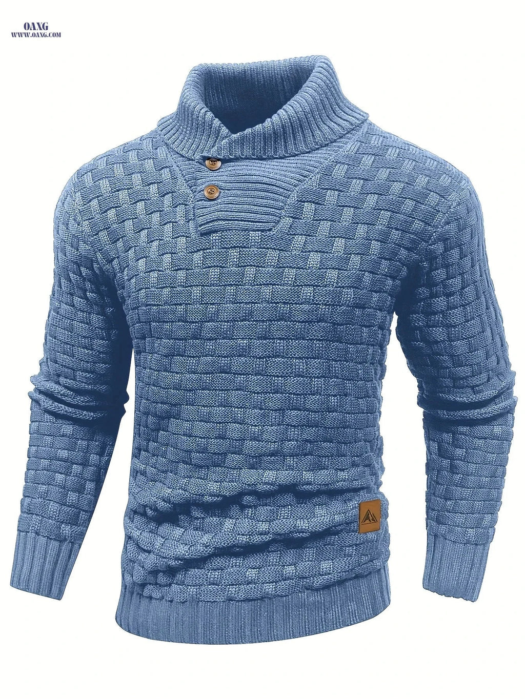 BOAONG Men's Casual Waffle Knit Button Sweater - Long Sleeve Style   OAXG 