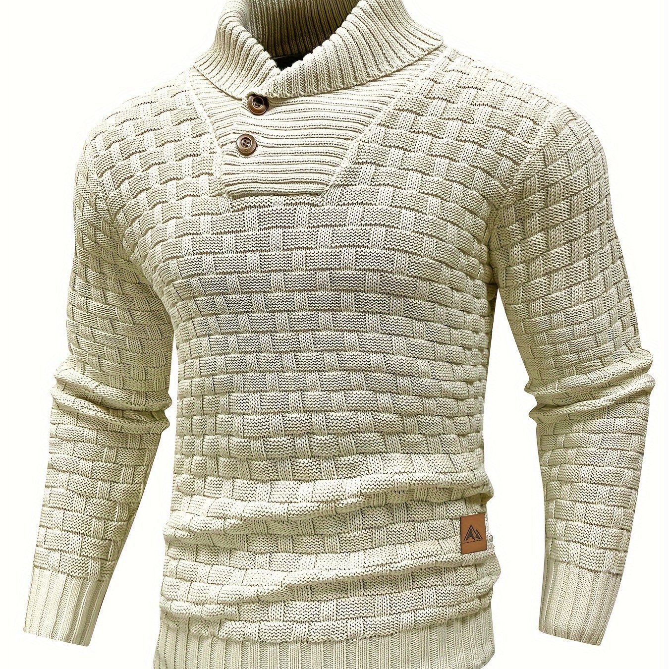 BOAONG Men's Casual Waffle Knit Button Sweater - Long Sleeve Style   OAXG 
