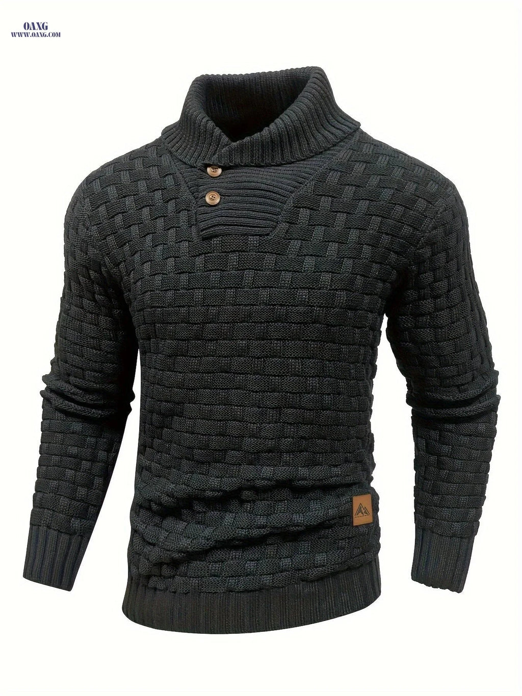 BOAONG Men's Casual Waffle Knit Button Sweater - Long Sleeve Style   OAXG 